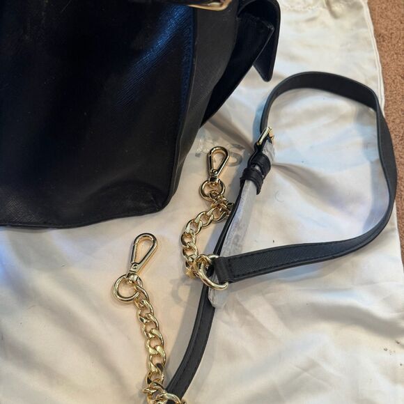 Michael Michael Kors Saffiano Leather Top Handle Black Handbag Purse - Picture 3 of 4